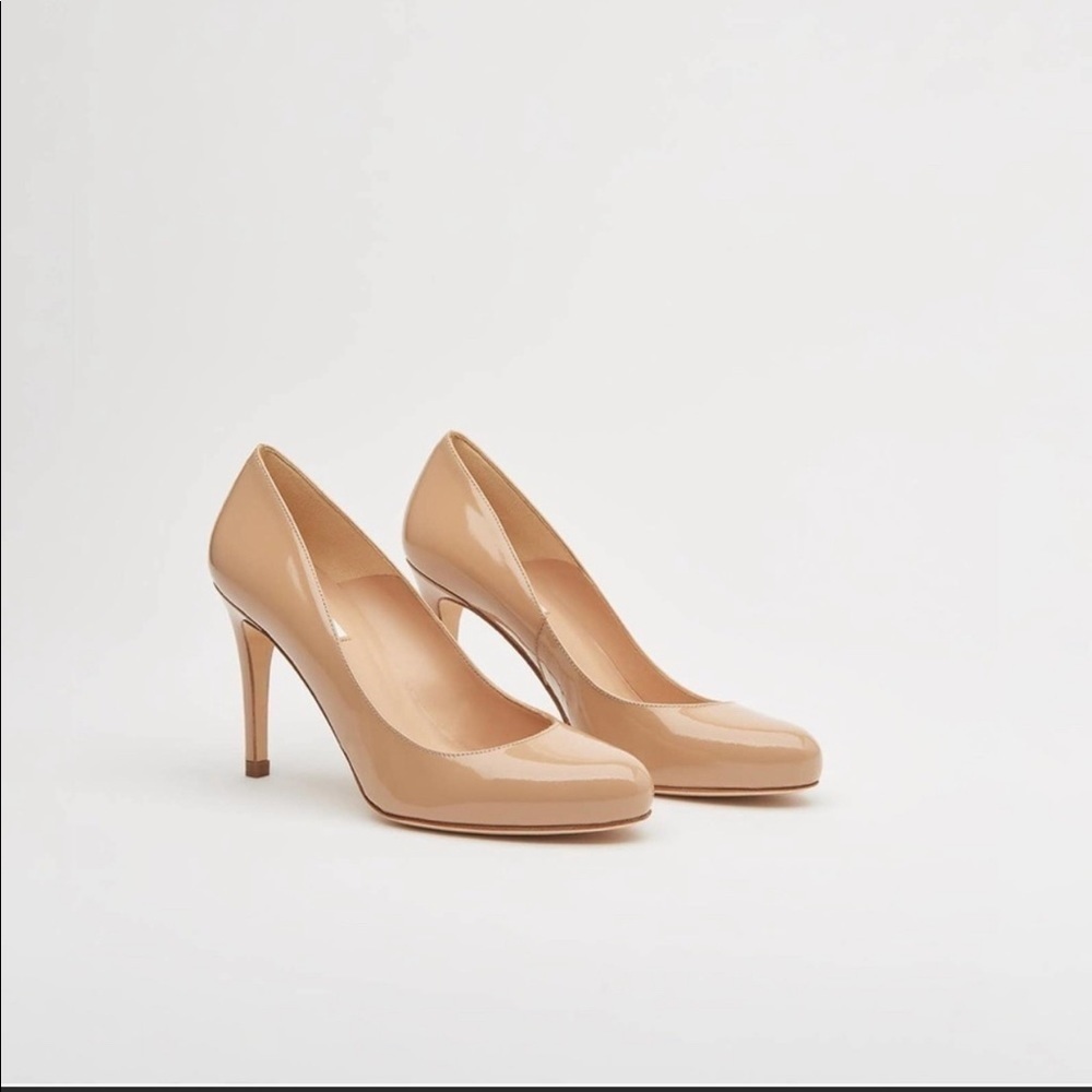 L.K. BENNETT Nude Patent Stila Courts Heel sz 36